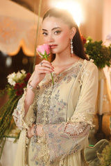 Maria B Chiffon | 3 Piece Embroidered Chiffon Suit MPC-26-208-Pastle Sunshine
