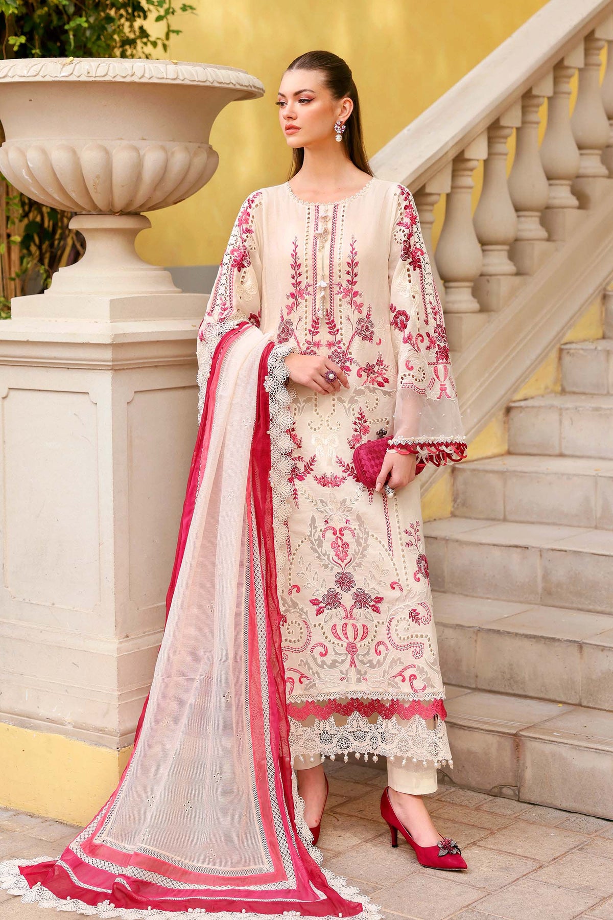 Maria B Lawn | 3 Piece Unstitched Embroidered Jacquard Lawn Suit D-2609-A