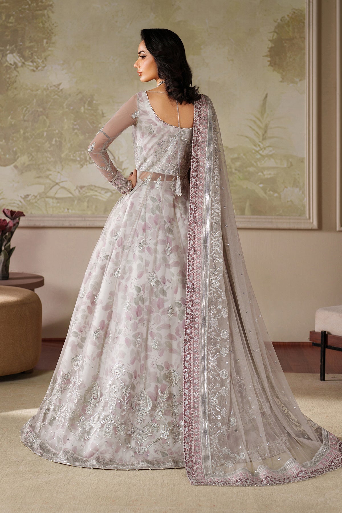 Zarif Zaneera Anairah white sequins embroidered formal dress 