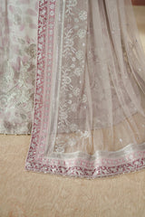 Zarif Anairah white dupatta with pastel lace detailing