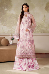 Zarif Zaneera Rahma tea pink embroidered net formal dress – front