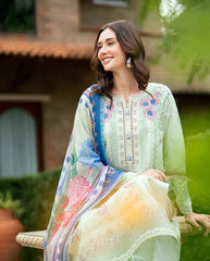 Organza lace on sleeves and trouser in Roheenaz Veloura suit