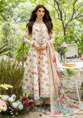 Digital printed lawn shirt front of Elaf ECD-2A IVORY PEONY