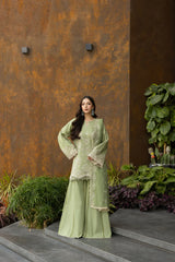 Dyed chikankari embroidered front panel of Florent FEF-1A