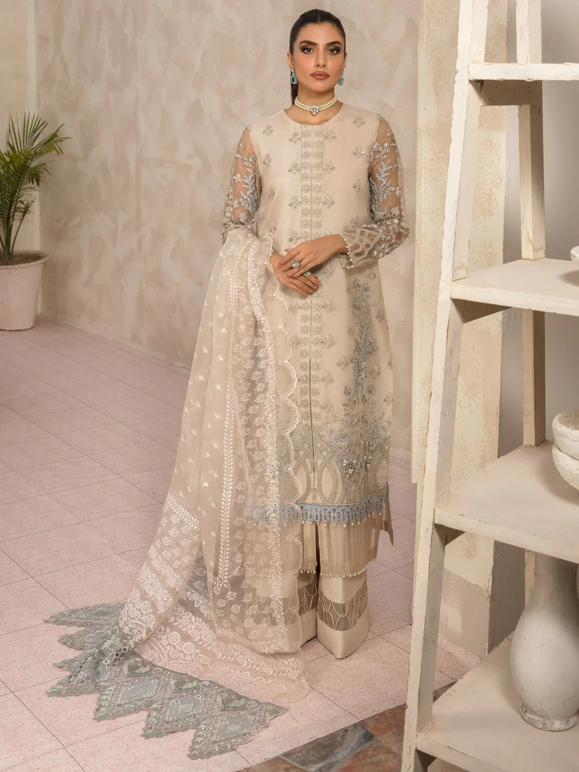 Ayesha & Usman Unstitched Embroidered Net Collection '23 By Azzal D-07 EVIE