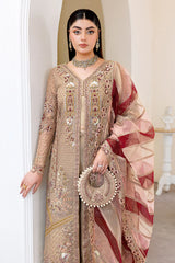 Embroidered and hand embellished organza sleeves of H-508