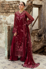 Embroidered center panel of Qalamkar WN-06 JAYNE chiffon shirt