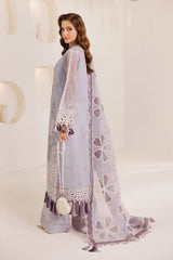 Embroidered chiffon back panel in light purple tone