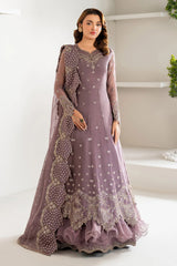 Embroidered chiffon front panel of Julia dress by Alizeh