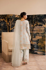 Embroidered front and back borders in organza fabric