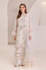 Embroidered organza front center panel of Alizeh Rumman dress