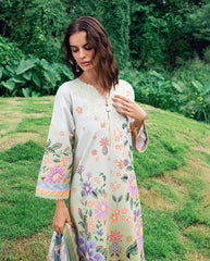 Embroidered organza neckline detail from Roheenaz Melon Muse
