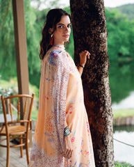 Embroidered organza neckline detail of Roheenaz Coral Whim