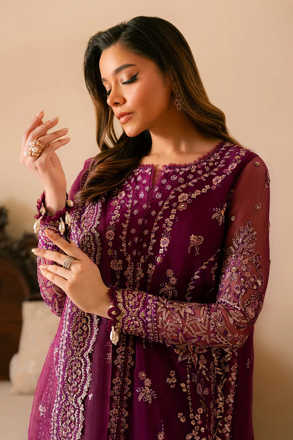 Embroidered silk chak borders for the shirt front – Honora