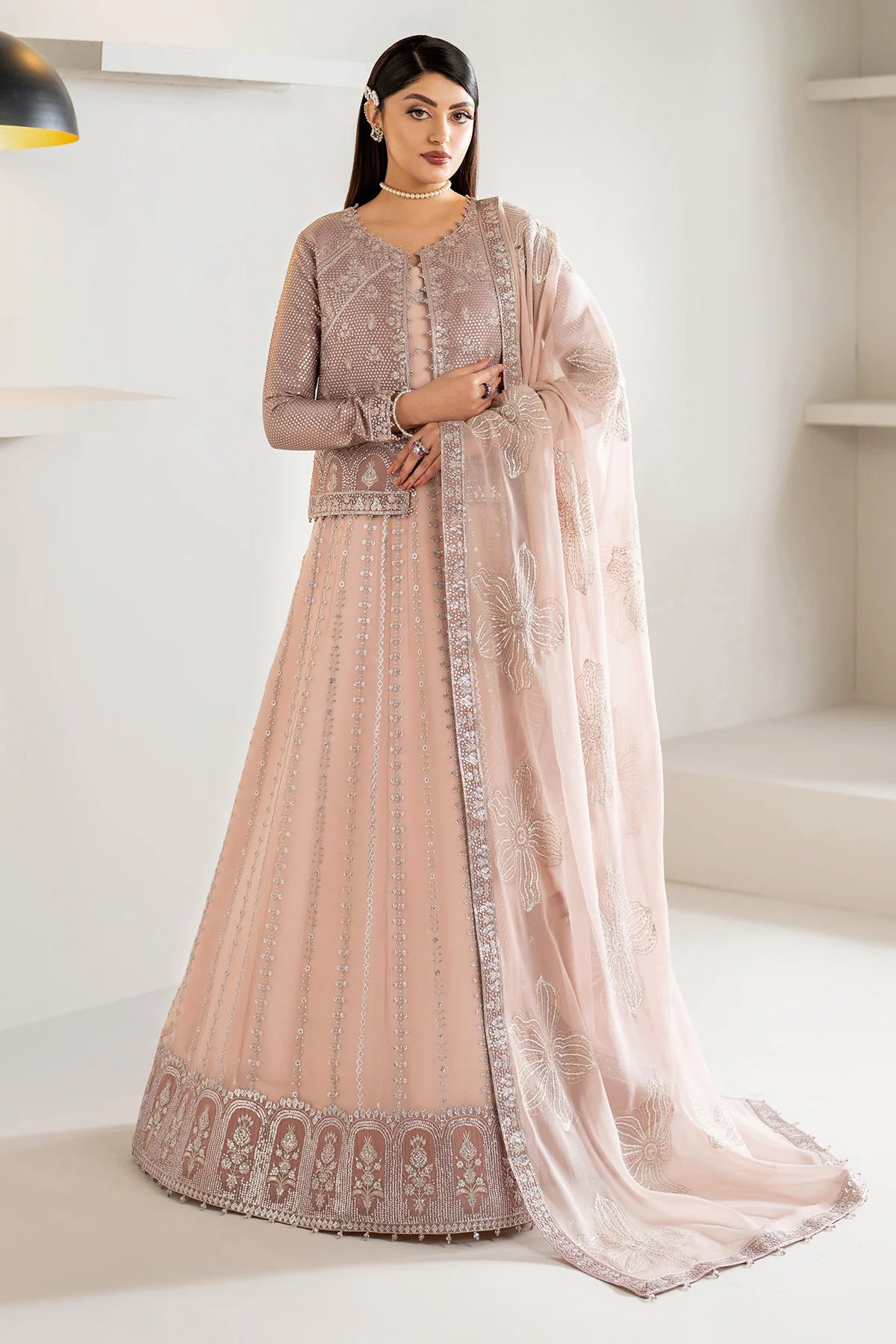 Embroidered yoke on chiffon maxi from Alizeh Nisa