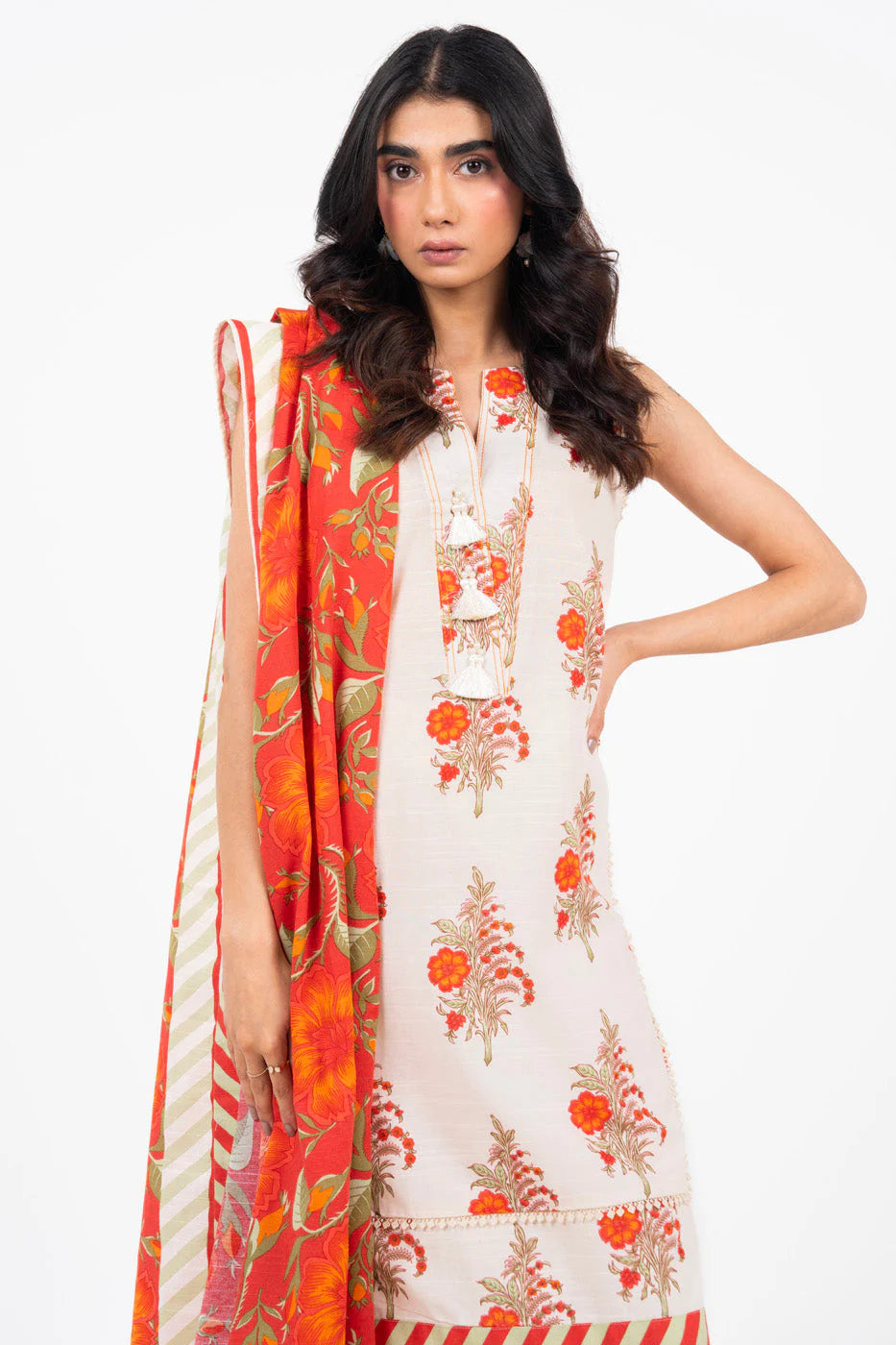 Alkaram Winter Collection '24 | FW-13-24-Cream | Unstitched Khaddar 3PC Suit