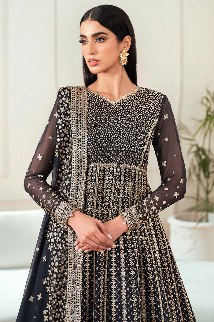 Farasha Midnight Navy Festive Formal outfit with organza borders