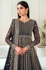Farasha Midnight Navy Festive Formal outfit with organza borders