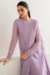 Farasha Sasha chiffon dress with embroidered borders and dupatta