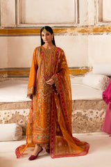 Front view of Emaan Adeel SOLMIRA dress with handmade embroidery