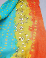 Full 3-piece Azeira chiffon chunri and mukesh work outfit