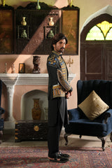 Full body image of Zemarai groom dress from Rakhan Collection