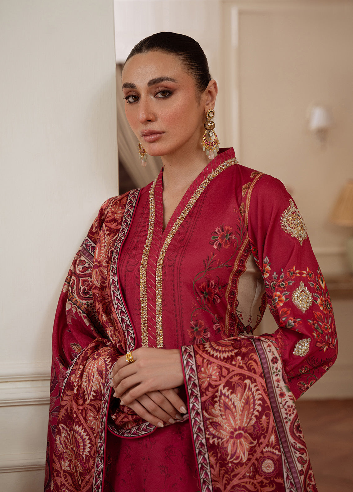 Gulaal | Velouré Printed Silk |  Rosewood Majesty SKU:GS - 01