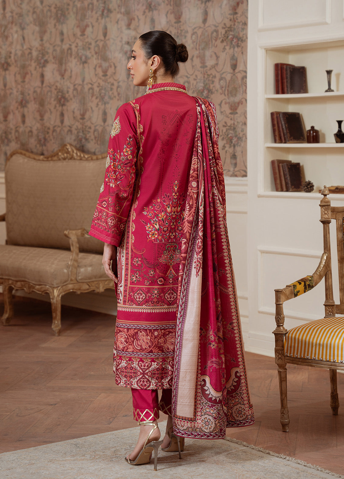 Gulaal | Velouré Printed Silk |  Rosewood Majesty SKU:GS - 01