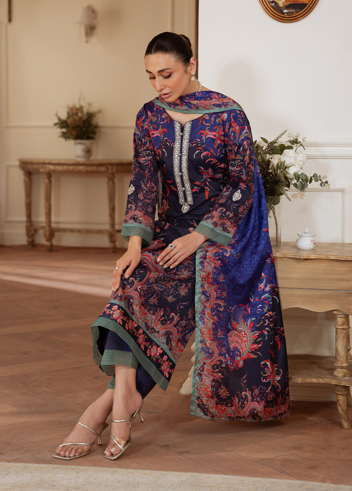 Gulaal | Velouré Printed Silk | Midnight Reverie SKU:GS - 03