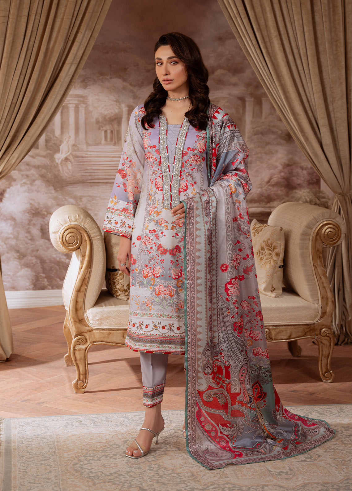 Gulaal | Velouré Printed Silk | Twilight Elegance SKU:GS - 05
