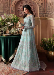 Gulaal Delina full embroidered chiffon kalidaar outfit with raw silk trouser – Evayna Festive'25