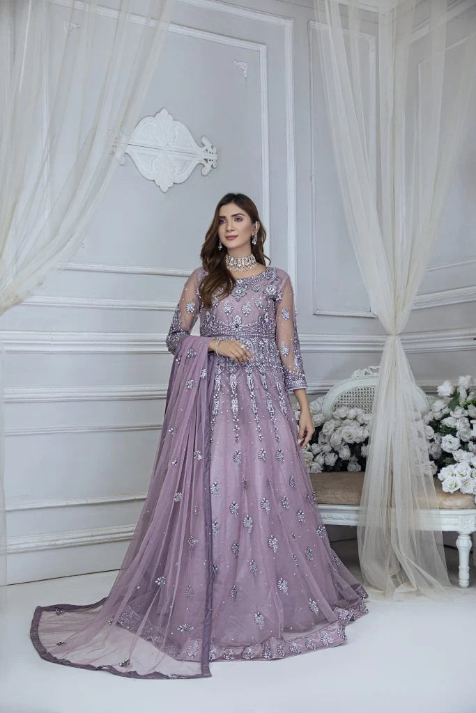 Shahnoor Formals Collection By Hm Zari Decent Embroidered Purple Maxi with Elegant Style HM-36
