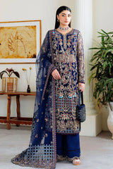Hand embellished and embroidered net front of Ramsha H-507 dress

