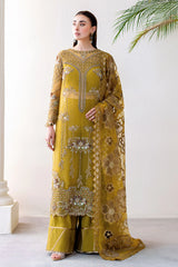 Hand embellished front of Ramsha H-506 formal organza shirt