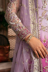 Sunehri lilac handmade embellished net with organza dupatta