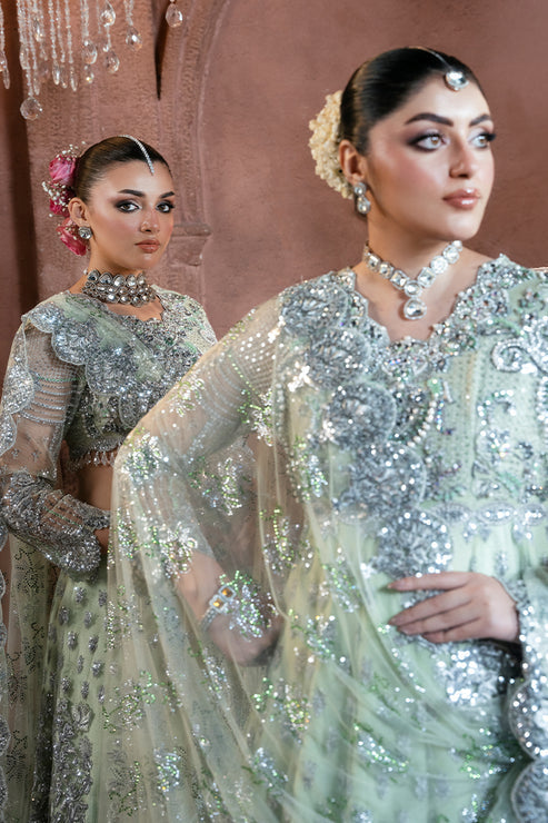 Pista green dupatta of Imrozia Premium Mehkaam