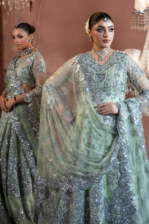 Pista green dupatta of Imrozia Premium Mehkaam