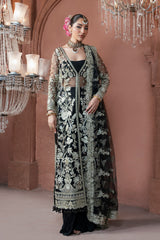 Imrozia Nazrana black embroidered net formal dress