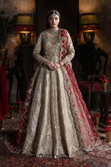 Imrozia Shahkar skin gold masoori embroidered dress