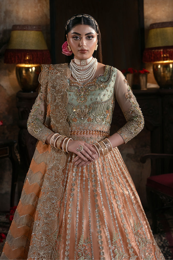 Imrozia Sitarah orange embroidered net formal dress
