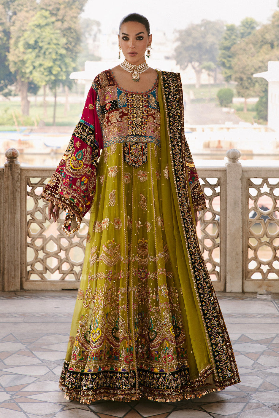 pashto dress design Handmade Afghan Bridal Gown  Vintage Jamawar Cherma Dress With Coins