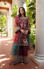 Inayat Premium ORIANA Festive Formals '25 embroidered net shirt with organza dupatta
