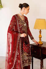 Intricate sleeve border embroidery of Ramsha H-504 formal dress

