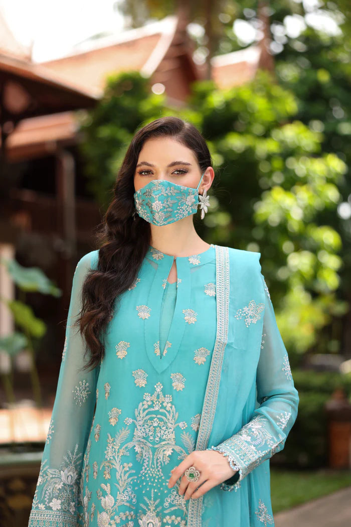 Kuch Khas K-104 designer suit with chiffon sleeves and dyed trouser