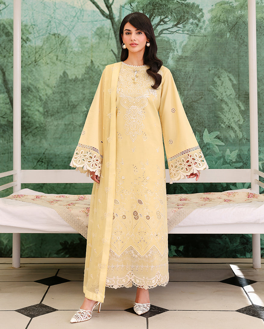 Veil Of Summer | Chikankari Edit By Roheenaz | Lumiere Yellow