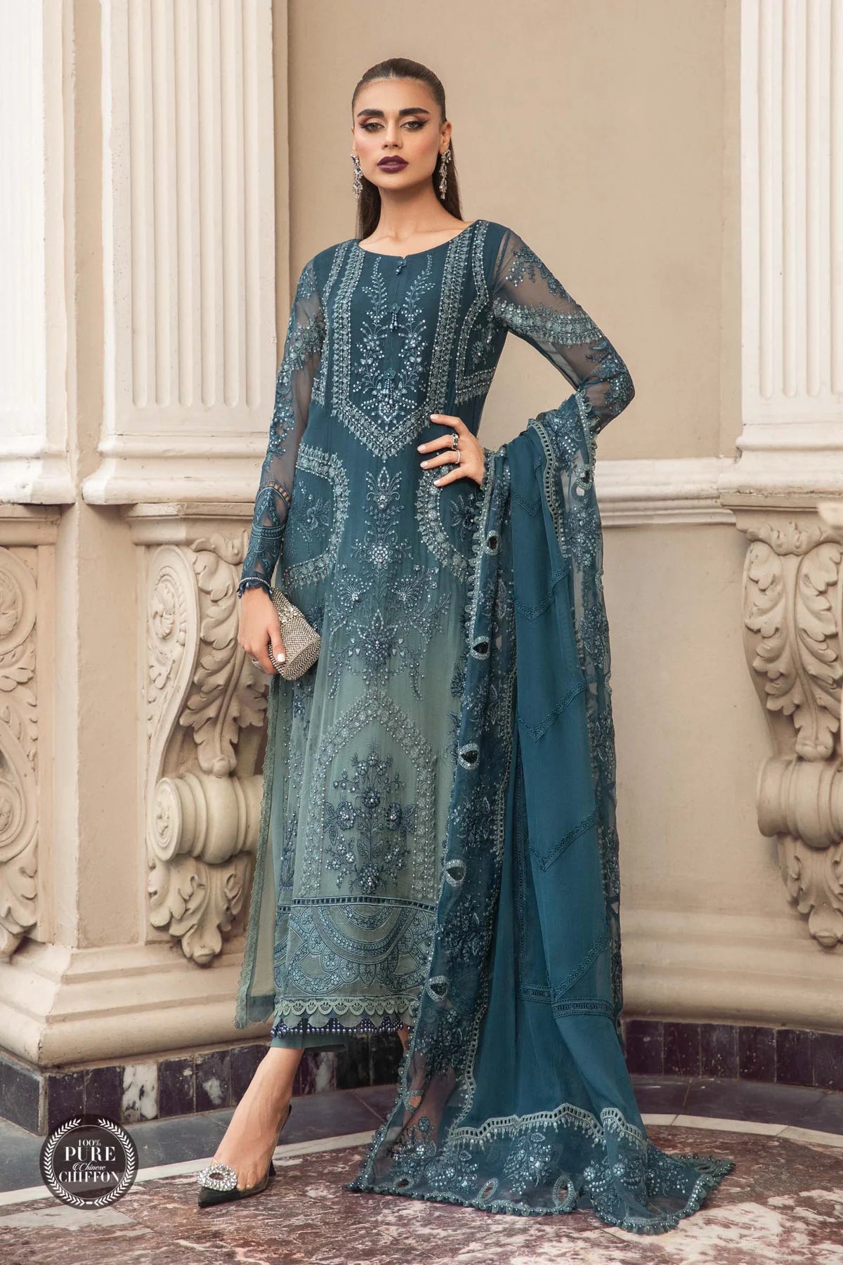 Maria B Chiffon Collection '23 By MPC-23-102 Teal Blue