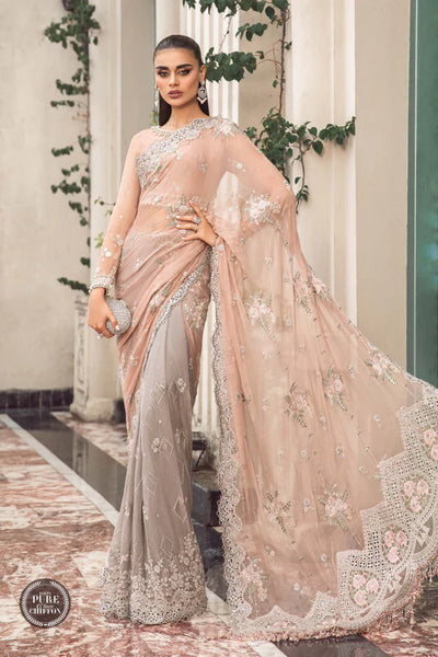 Maria B Chiffon Collection '23 By MPC-23-105 Peach And Grey