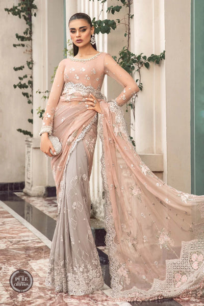 Maria B Chiffon Collection '23 By MPC-23-105 Peach And Grey
