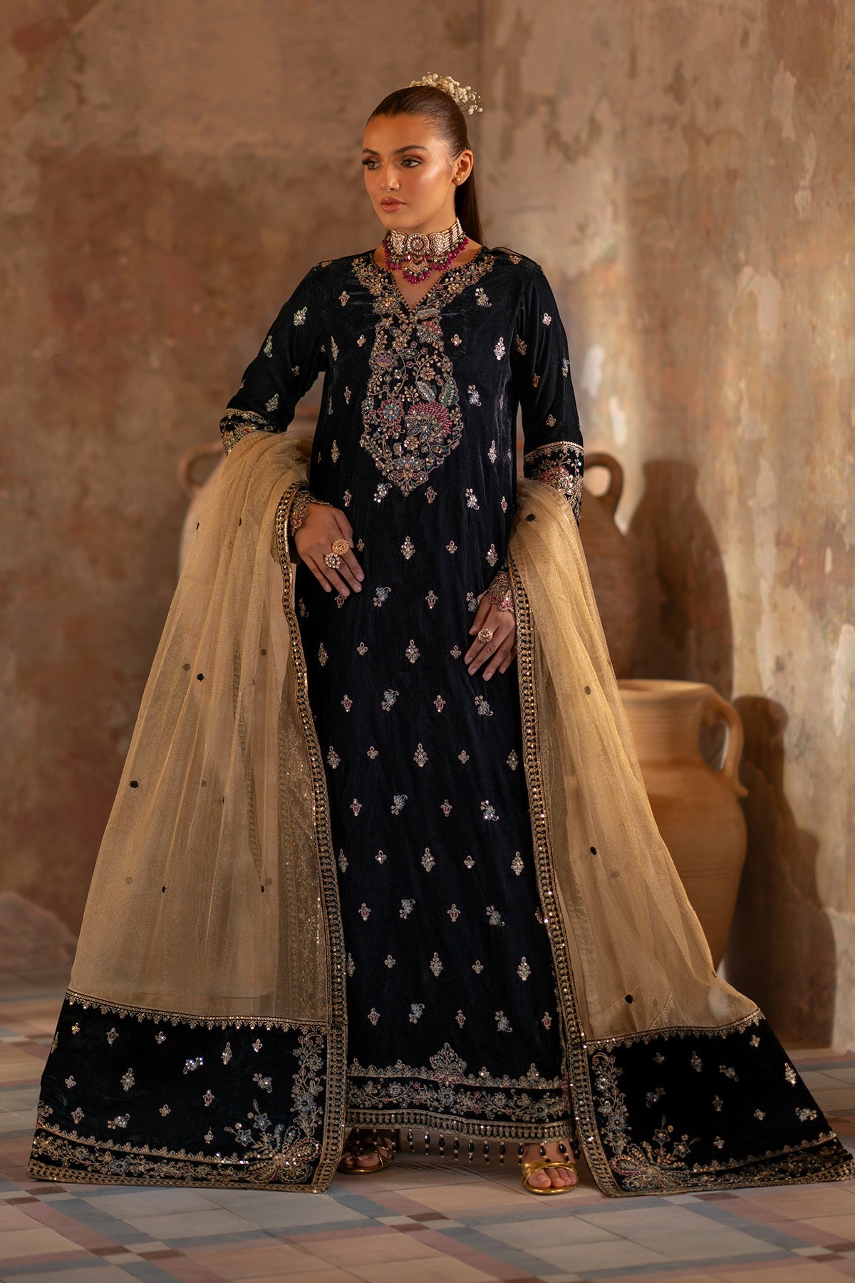 Pakistani designer men’s velvet outfit Ishaan