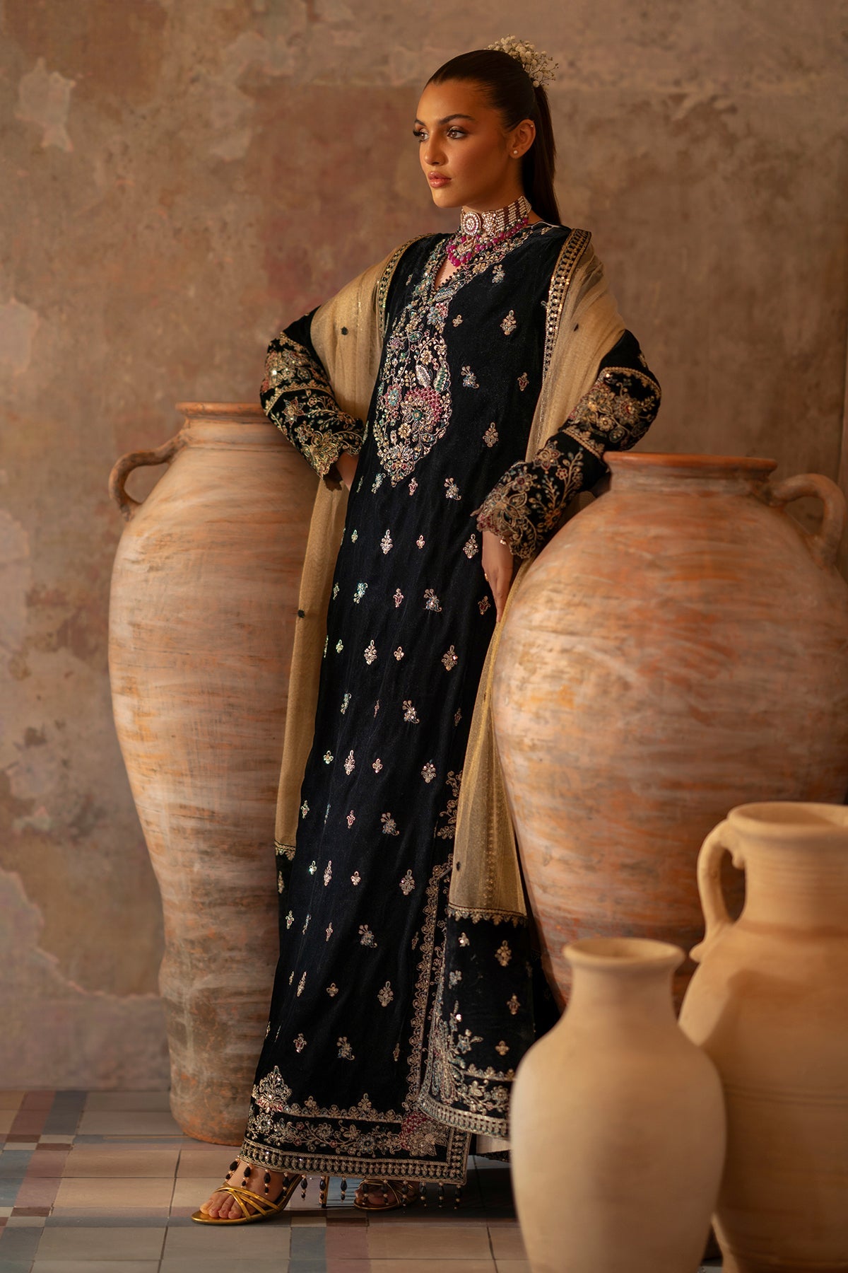 Pakistani designer men’s velvet outfit Ishaan